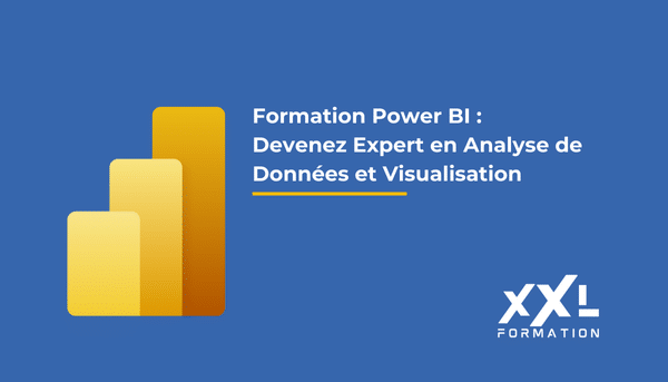 Visuel de la formation Power BI proposée par XXL Formation, illustrant des tableaux de bord interactifs pour une analyse de données efficace.